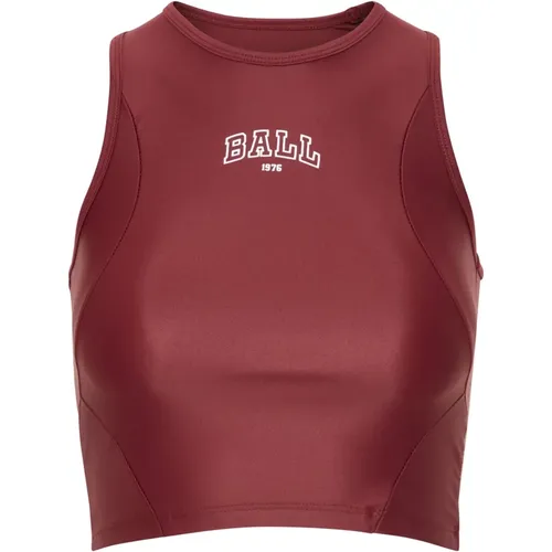 Sportliches Bordeaux Top mit Logo-Print , Damen, Größe: S - Ball - Modalova