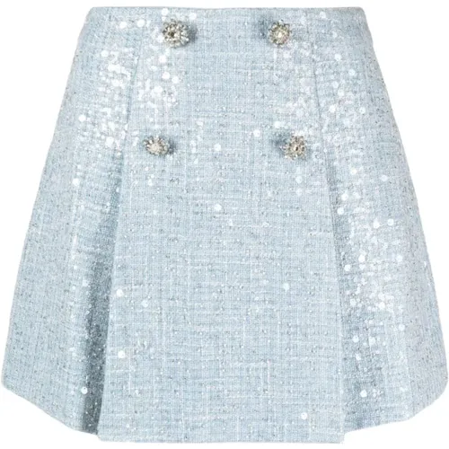 Clear Buttoned Skirt with Rhinestones , female, Sizes: XS - Self Portrait - Modalova