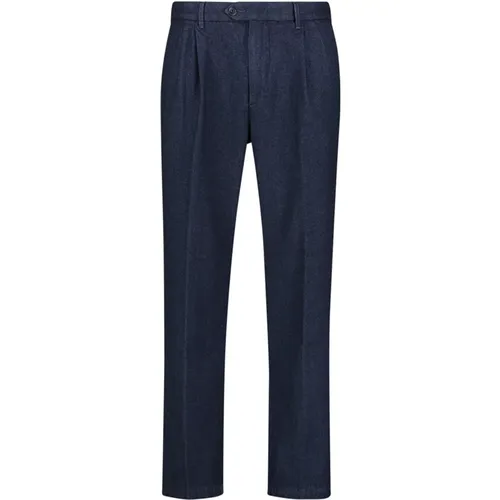 Marineblaue Wollflanell-Chinos , Herren, Größe: W36 - Tela Genova - Modalova