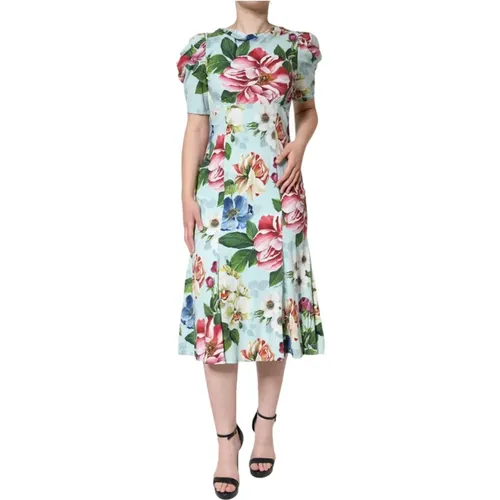 Blumiges A-Linien Seidenkleid - Dolce & Gabbana - Modalova