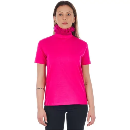 Elegant High-Neck Lace T-Shirt , Damen, Größe: XS - Frankie Morello - Modalova