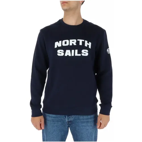 Blauer Langarm Rundhals Sweatshirt , Herren, Größe: S - North Sails - Modalova