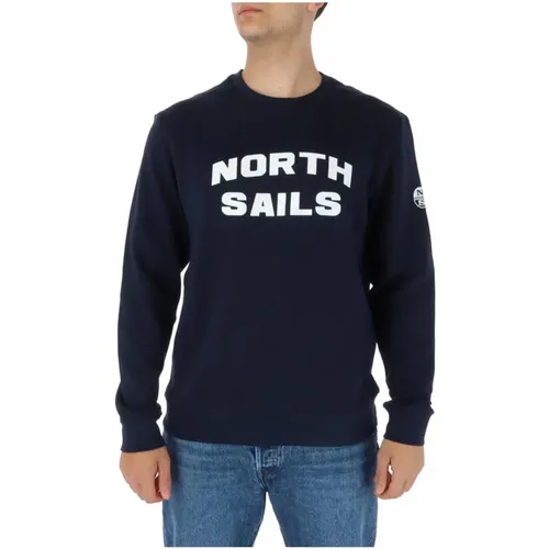 Blauer Langarm Rundhals Sweatshirt , Herren, Größe: L - North Sails - Modalova