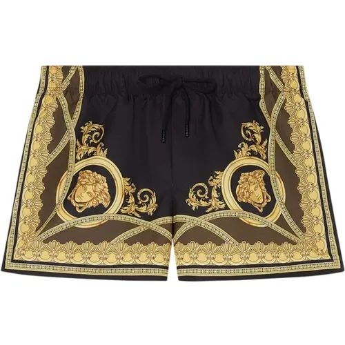 Black Barocco Print Swim Shorts , male, Sizes: S, XL, L, M - Versace - Modalova