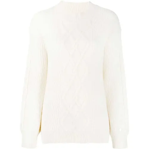 Weiße Zopfstrickpullover , Damen, Größe: M - Calvin Klein - Modalova