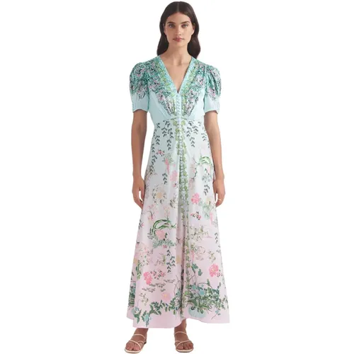 Long Silk Dress Willow Garden , female, Sizes: XL - Saloni - Modalova