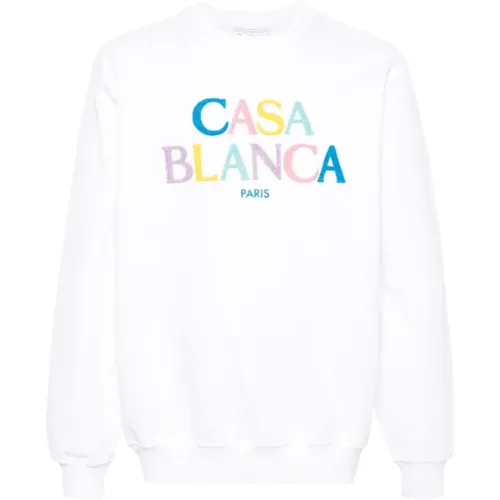 Weiße Baumwoll-Sweatshirt mit Besticktem Logo , Herren, Größe: XL - Casablanca - Modalova