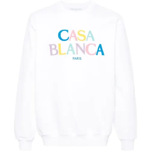 Weiße Baumwoll-Sweatshirt mit Besticktem Logo - Casablanca - Modalova