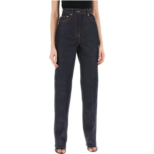 Straight jeans with contrasting stitching details. , female, Sizes: S - Salvatore Ferragamo - Modalova