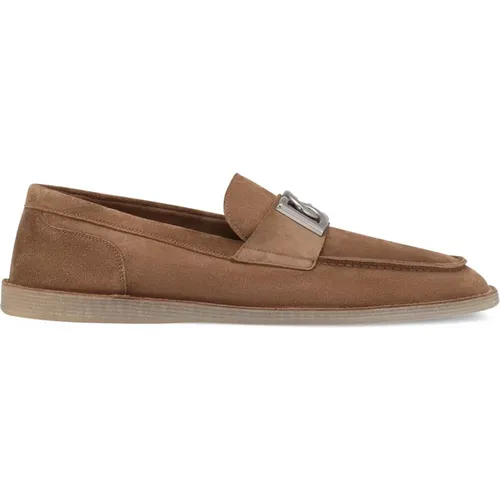 Braune flache Schuhe , Herren, Größe: 42 1/2 EU - Dolce & Gabbana - Modalova