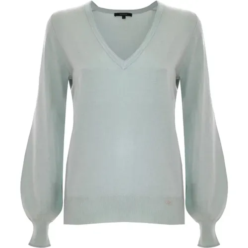 Weicher Strick V-Ausschnitt Pullover mit Bischofsärmeln , Damen, Größe: XS - Kocca - Modalova