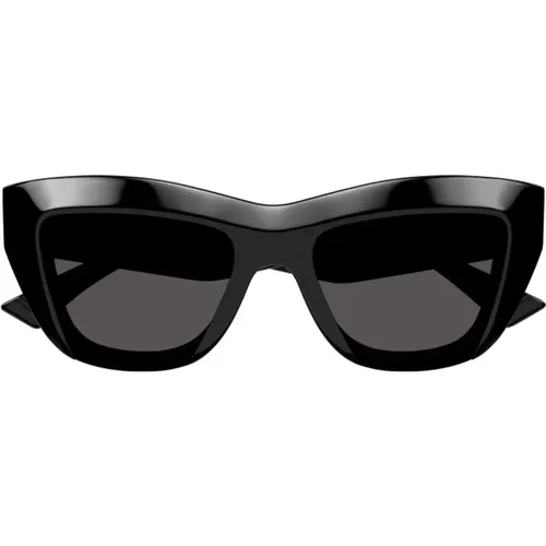 Schwarze Cat-Eye Sonnenbrille mit goldener Fransenbanddekoration,Geometrische Sonnenbrille mit Katzenaugen und Flash-Gläsern - Bottega Veneta - Modalova