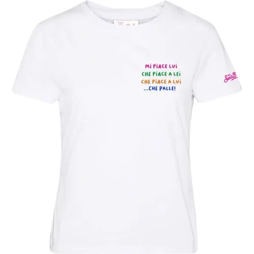 Crew Neck T-Shirt I Like Him , female, Sizes: L - MC2 Saint Barth - Modalova