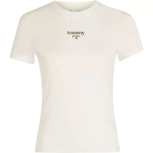 Basic Baumwoll T-Shirt - Rundhals Kurzarm , Damen, Größe: 2XS - Tommy Jeans - Modalova