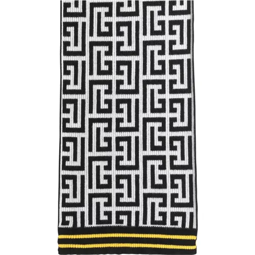 Wool and cashmere scarf with monogram pattern - Balmain - Modalova