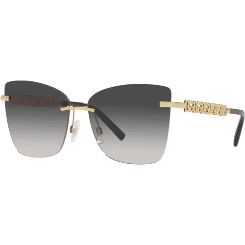 Gold/Grey Shaded Sunglasses , female, Sizes: 59 MM - Dolce & Gabbana - Modalova