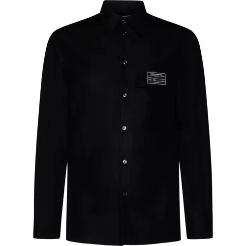 Cotton Shirt Logo Patch , male, Sizes: L - Dolce & Gabbana - Modalova
