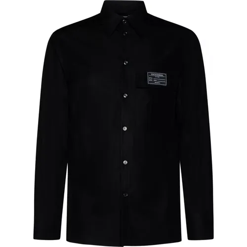 Cotton Shirt Logo Patch , male, Sizes: XL, M, L - Dolce & Gabbana - Modalova