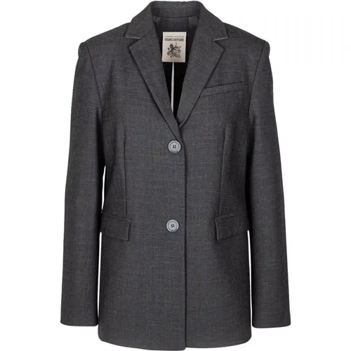 Wool Blazer with Revers and Padded Shoulders , female, Sizes: XS, M - Semicouture - Modalova