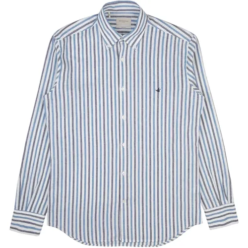 Stylish Shirt in White/Blue , male, Sizes: 4XL, L, S, 2XL - Brooksfield - Modalova