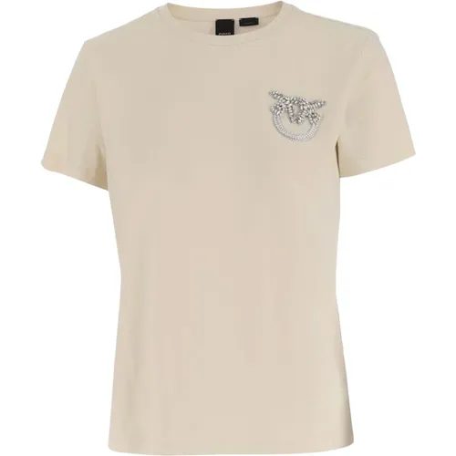 Love Birds besticktes Baumwoll-T-Shirt , Damen, Größe: XS - pinko - Modalova