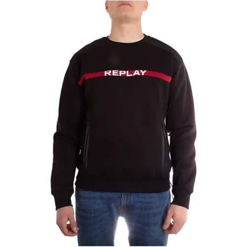 Bequemer Crewneck Sweatshirt , Herren, Größe: S - Replay - Modalova