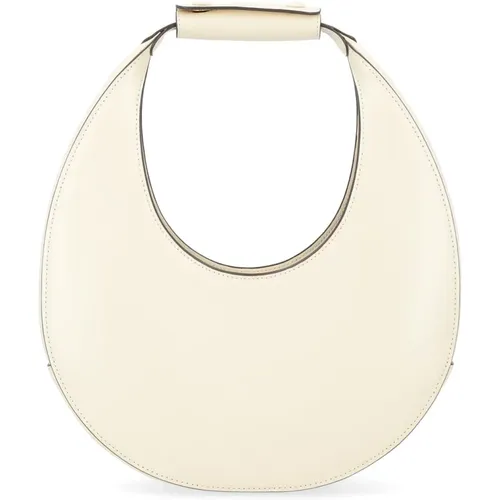 Cream Leather Moon Shoulder Bag , female, Sizes: ONE SIZE - Staud - Modalova