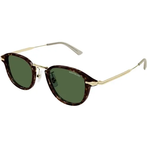 Green Havana Sunglasses Mb0336S 002 , male, Sizes: 48 MM - Montblanc - Modalova