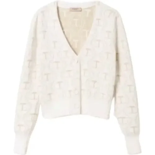 Angora Jacquard Cardigan , female, Sizes: M, S - Twinset - Modalova