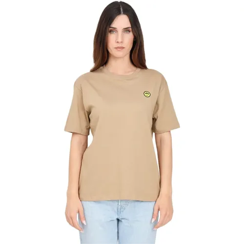 Braunes T-Shirt mit Logo-Print , Damen, Größe: M - BARROW - Modalova