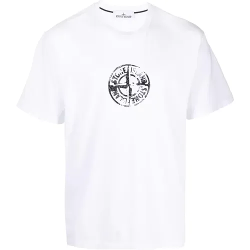 Circle Stamp Logo Print T-Shirt , male, Sizes: 2XL - Stone Island - Modalova