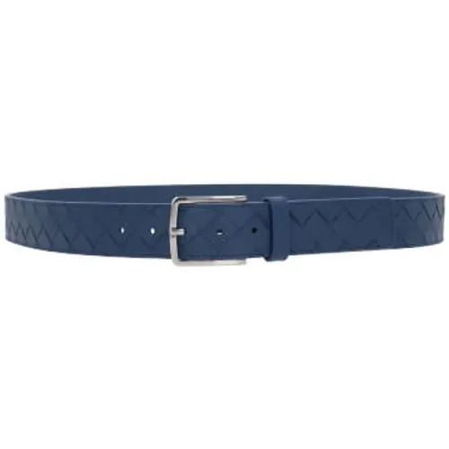 Leather Intrecciato Belt with Silver Buckle , male, Sizes: 90 CM, 95 CM, 85 CM, 100 CM - Bottega Veneta - Modalova