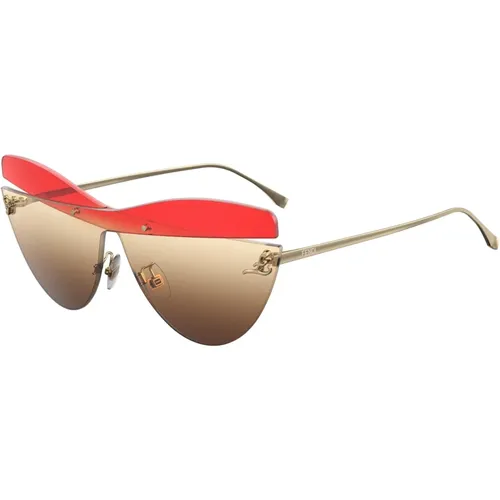 Gold/Red Brown Sunglasses Karligraphy FF 0400/S , female, Sizes: ONE SIZE - Fendi - Modalova