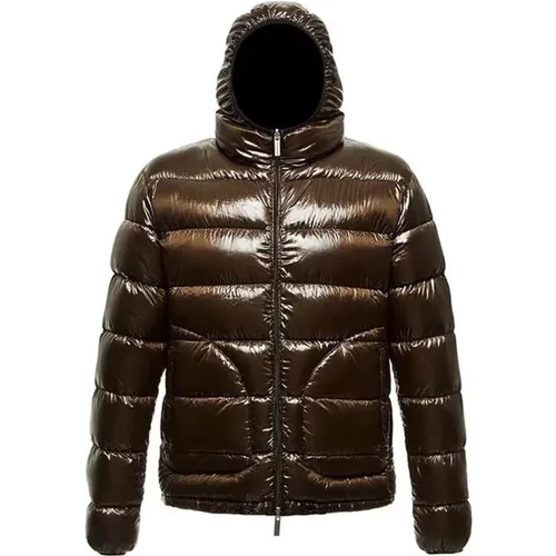 Reversible Hooded Jacket, /Black, Feather Filled , male, Sizes: M, XL, 2XL, L - Centogrammi - Modalova