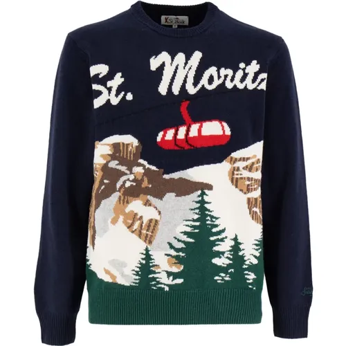 Winter motif cashmere-blend wool jumper , male, Sizes: L, M - MC2 Saint Barth - Modalova