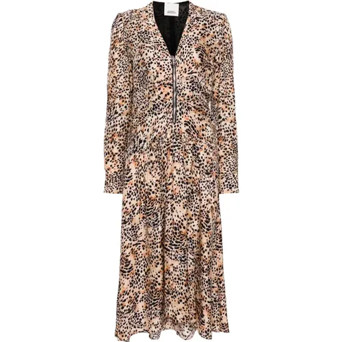 Leopard Print V-Neck Midi Dress , female, Sizes: L, S, M - Isabel marant - Modalova