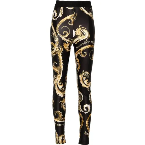 Barockdruck Satineffekt Elastische Hose , Damen, Größe: XS - Versace Jeans Couture - Modalova