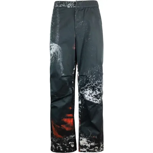 Schwarze Baggy Hose mit Asche-Print , Herren, Größe: M - 44 Label Group - Modalova