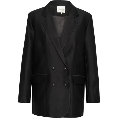 Schwarzer Blazer mit V-Ausschnitt und Knöpfen , Damen, Größe: M - My Essential Wardrobe - Modalova