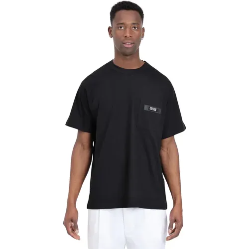 Schwarzes Baumwoll-Logo-T-Shirt,Schwarzes Baumwoll-T-Shirt für Männer - Versace Jeans Couture - Modalova