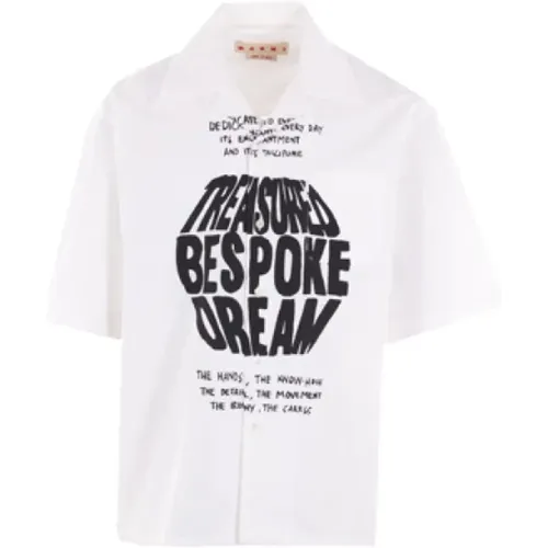 Weißes Bowlinghemd mit kontrastierenden Buchstabenprints - Marni - Modalova