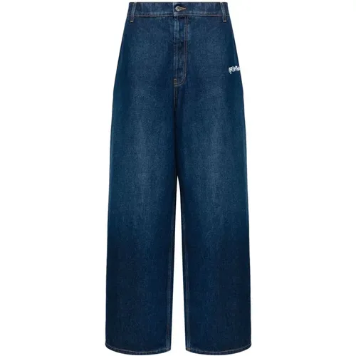 Blaue Denim Wide Leg Jeans , Herren, Größe: W31 - Off White - Modalova