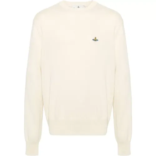 Cream White Knit Sweater , male, Sizes: L, XL, 2XL, S, M - Vivienne Westwood - Modalova