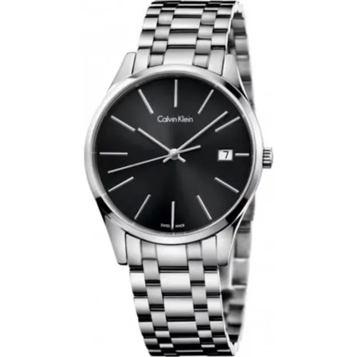 Timeless Quartz Watch with Black Dial and Steel Strap , female, Sizes: ONE SIZE - Calvin Klein - Modalova