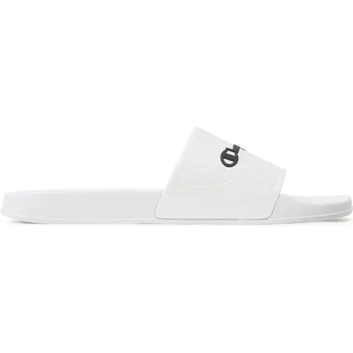 Weiße Slide Sandalen mit Logo-Buchstaben , Herren, Größe: 43 EU - Champion - Modalova