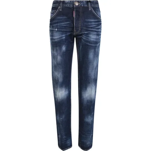 Faded Dark-Washed Slim-Fit Jeans , Herren, Größe: M - Dsquared2 - Modalova