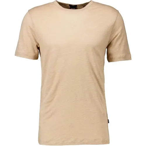 Tiburt Linen T-shirt Men , male, Sizes: M, S, L - Boss Black - Modalova