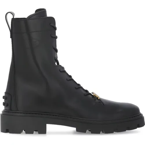 Leather Combat Boots , female, Sizes: 3 UK, 3 1/2 UK, 2 1/2 UK, 2 UK, 4 1/2 UK, 6 UK, 5 1/2 UK, 4 UK, 5 UK, 7 UK - TOD'S - Modalova