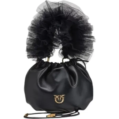 Nappa Leather Mini Bag with Tulle Handle , female, Sizes: ONE SIZE - pinko - Modalova