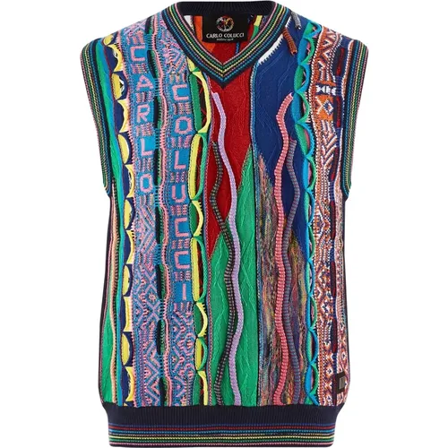 Daccordo V-Neck Sleeveless Knitwear , male, Sizes: L, 2XL, M, XL, 3XL - carlo colucci - Modalova